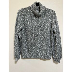 Illustrations Women's Cable Knit Turtle Neck Sweater Size S Marled Gray
